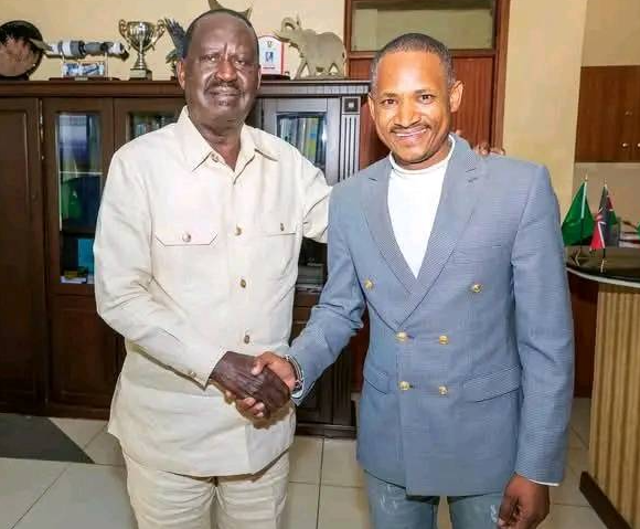 ODM leader Raila Odinga and Embakasi East MP Babu Owino.